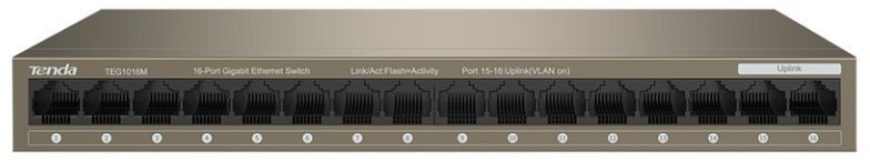 Tenda TEG1016M 16× Gigabit Desktop Ethernet Switch, VLAN, MAC 8K, Fanless