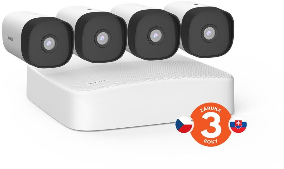 Tenda K4P-4TR Video PoE Security Kit 4MP – káblový PoE kamerový systém, rekordér + 4× kamera 2560 x