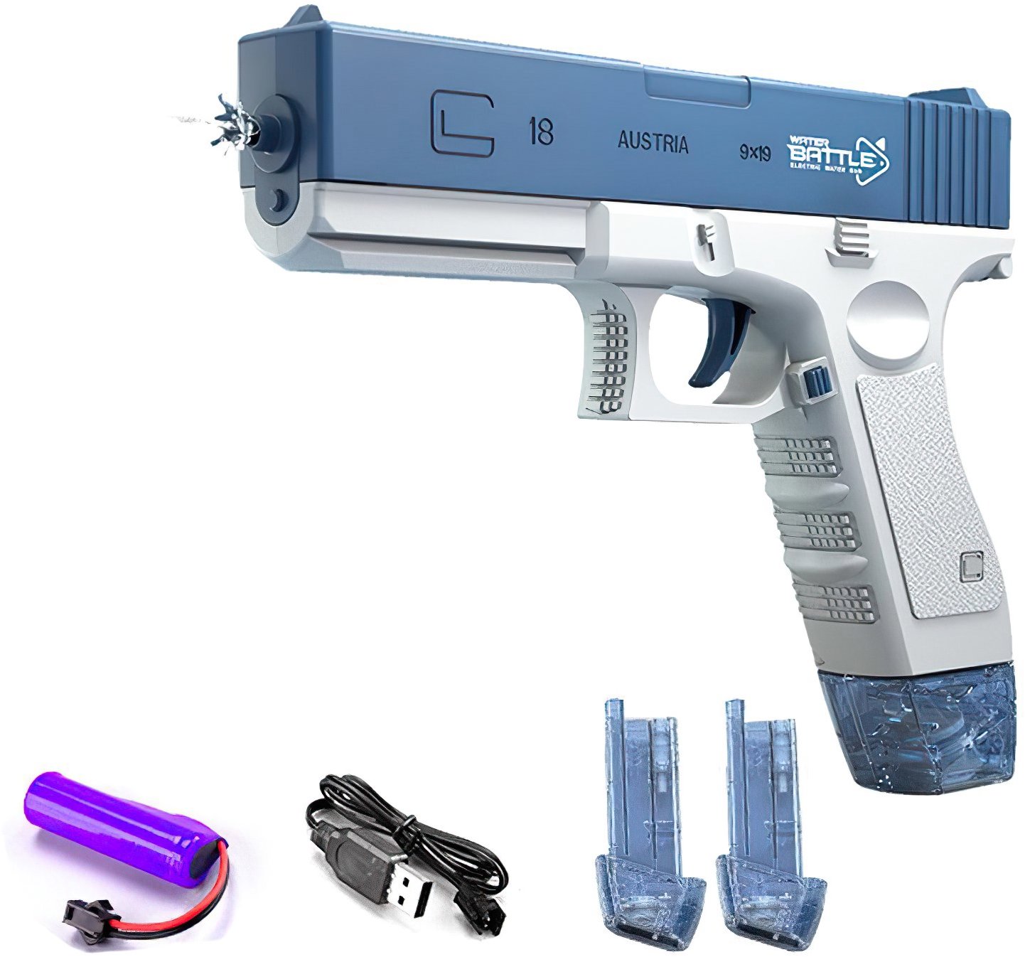 Toybit Automatická vodná pištoľ Spray so zásobníkmi, modrá