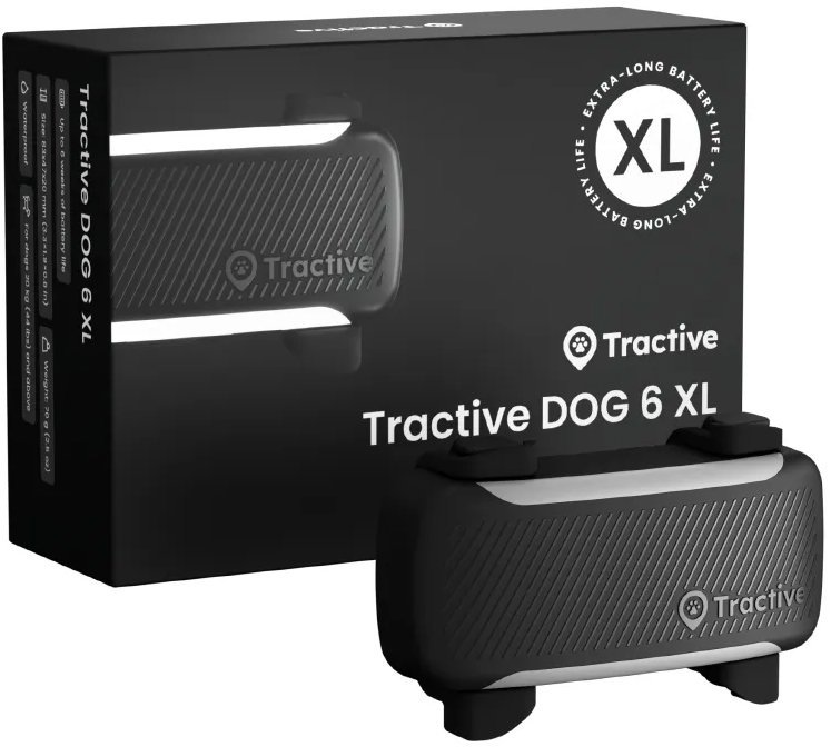 Tractive DOG 6 XL GPS lokátor pre psov s monitorom zdravia a upozorneniami, čierny