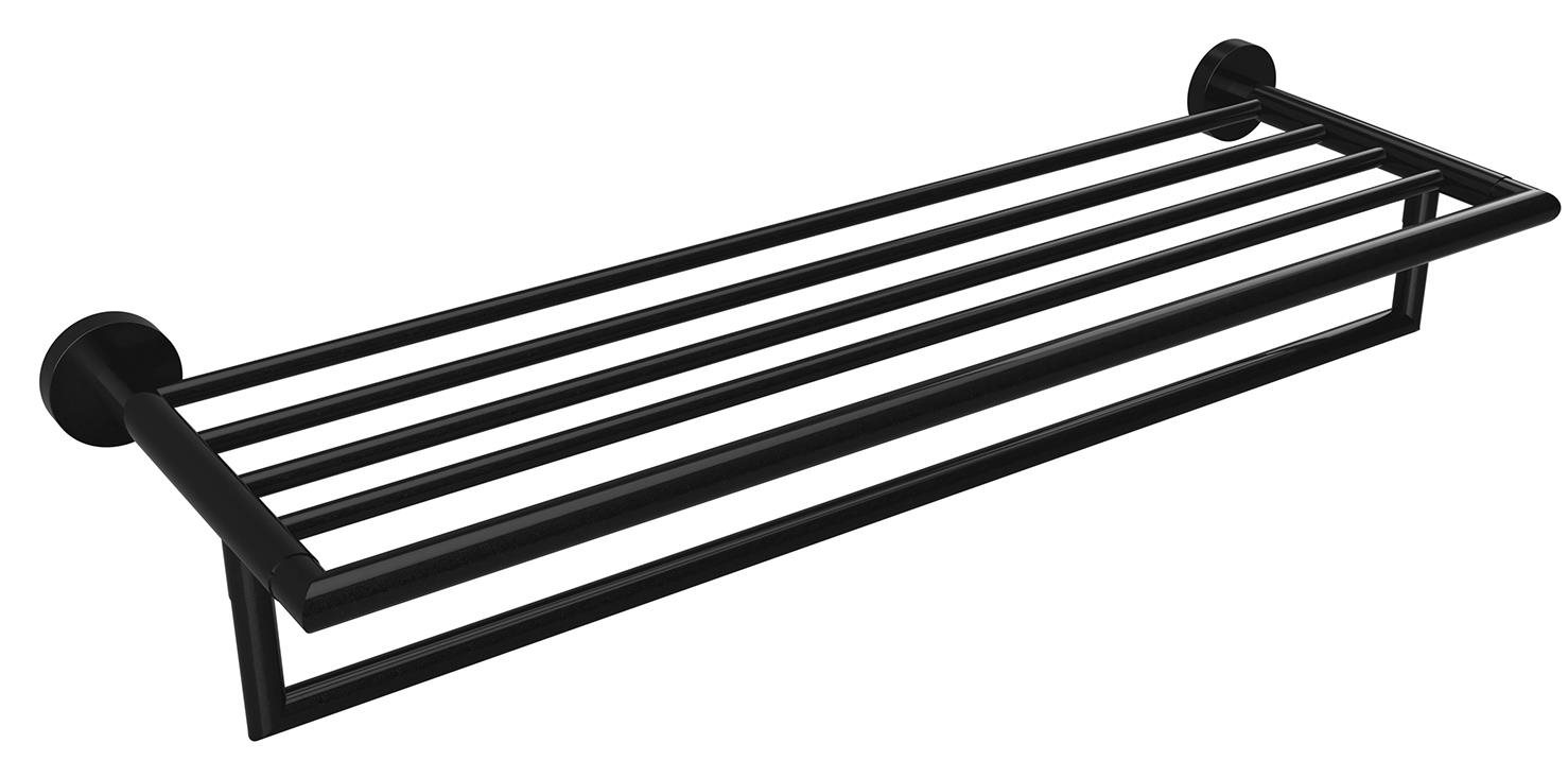 SAPHO X-ROUND BLACK polička na uteráky s hrazdou 550 × 265 × 120 mm, čierna