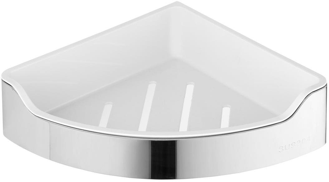 AQUALINE SAMBA rohová polica do sprchy, 218 × 63 × 218 mm, leštený nerez
