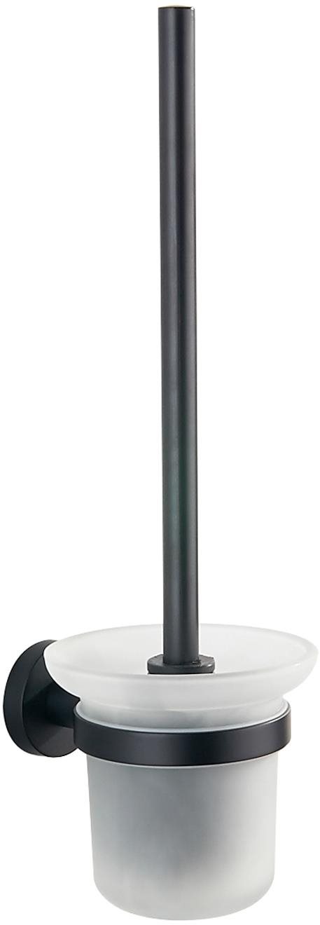 AQUALINE SAMBA nástenná WC štetka, mliečne sklo, čierna