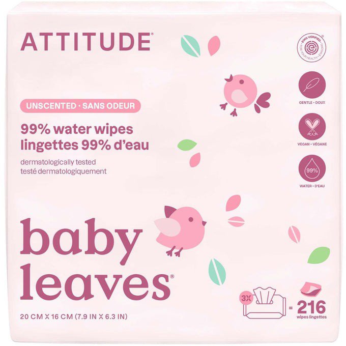 ATTITUDE Wipes bez vône (3× 72 ks)