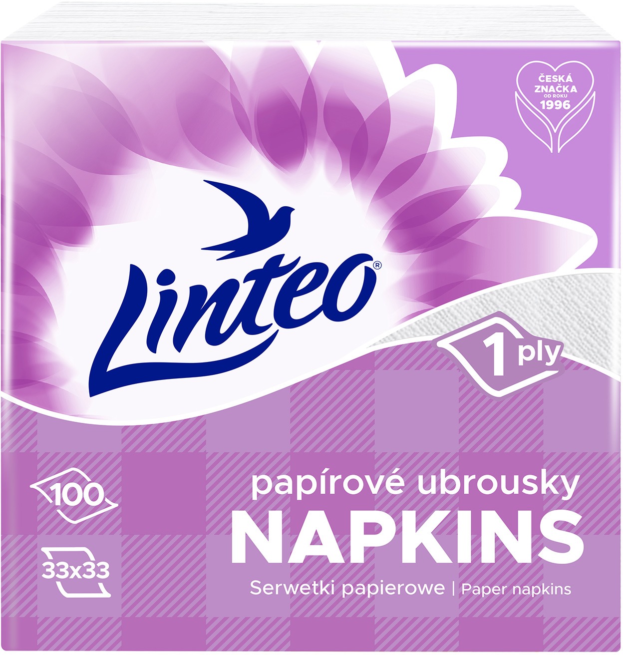 LINTEO obrúsky biele 33 × 33 cm, 100 ks