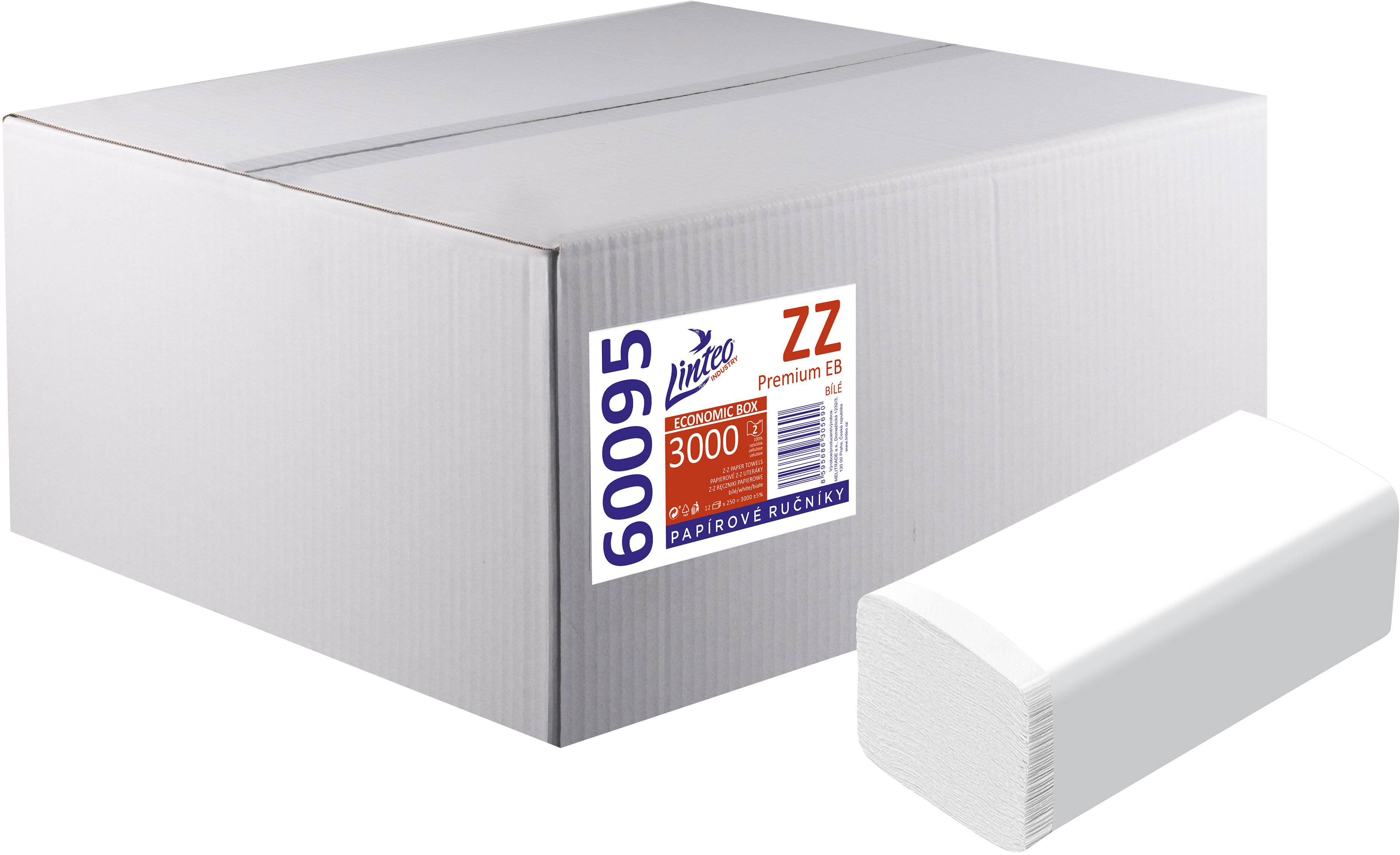 LINTEO ZZ Premium 3000 biele celulóza, 12× 250 ks