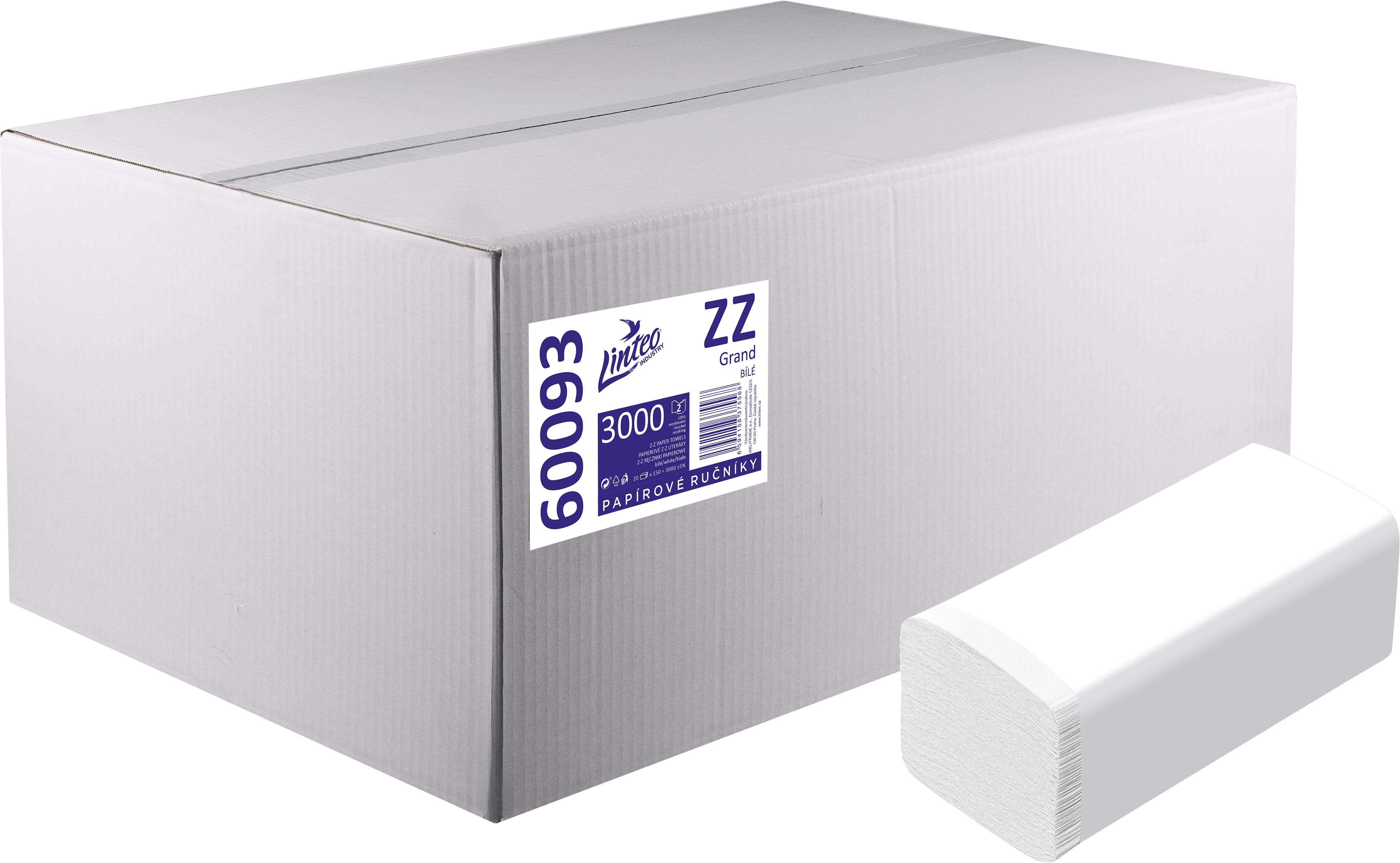 LINTEO ZZ Grand 3000 biele recykl, 20× 150 ks