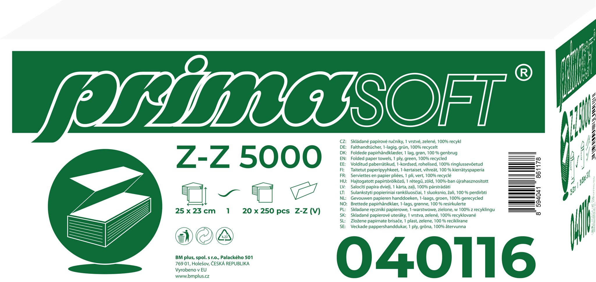 PRIMASOFT utierka ZZ zelená, 5000 ks (20× 250 ks)