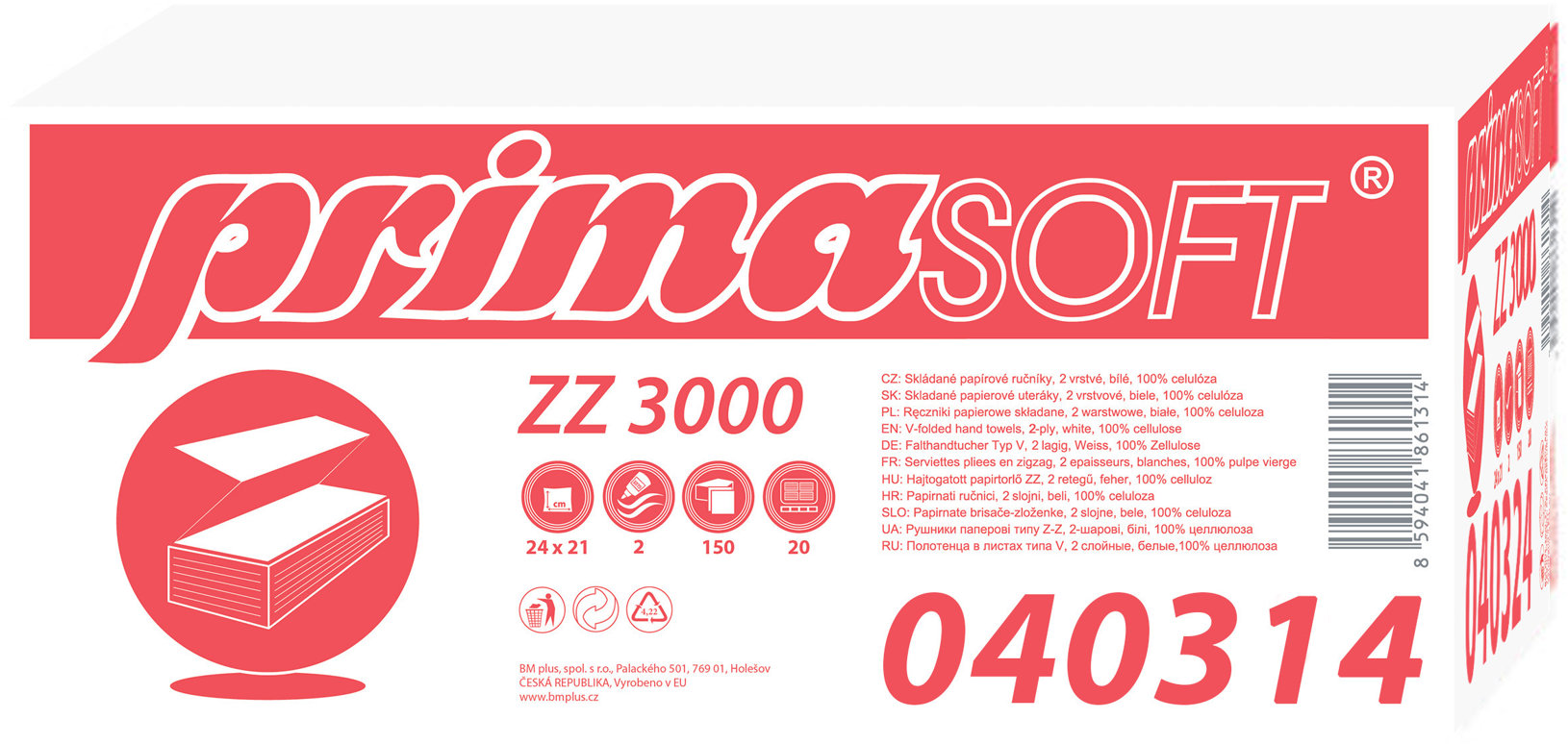 PRIMASOFT utierka ZZ biela, 3000 ks (20× 150 ks)