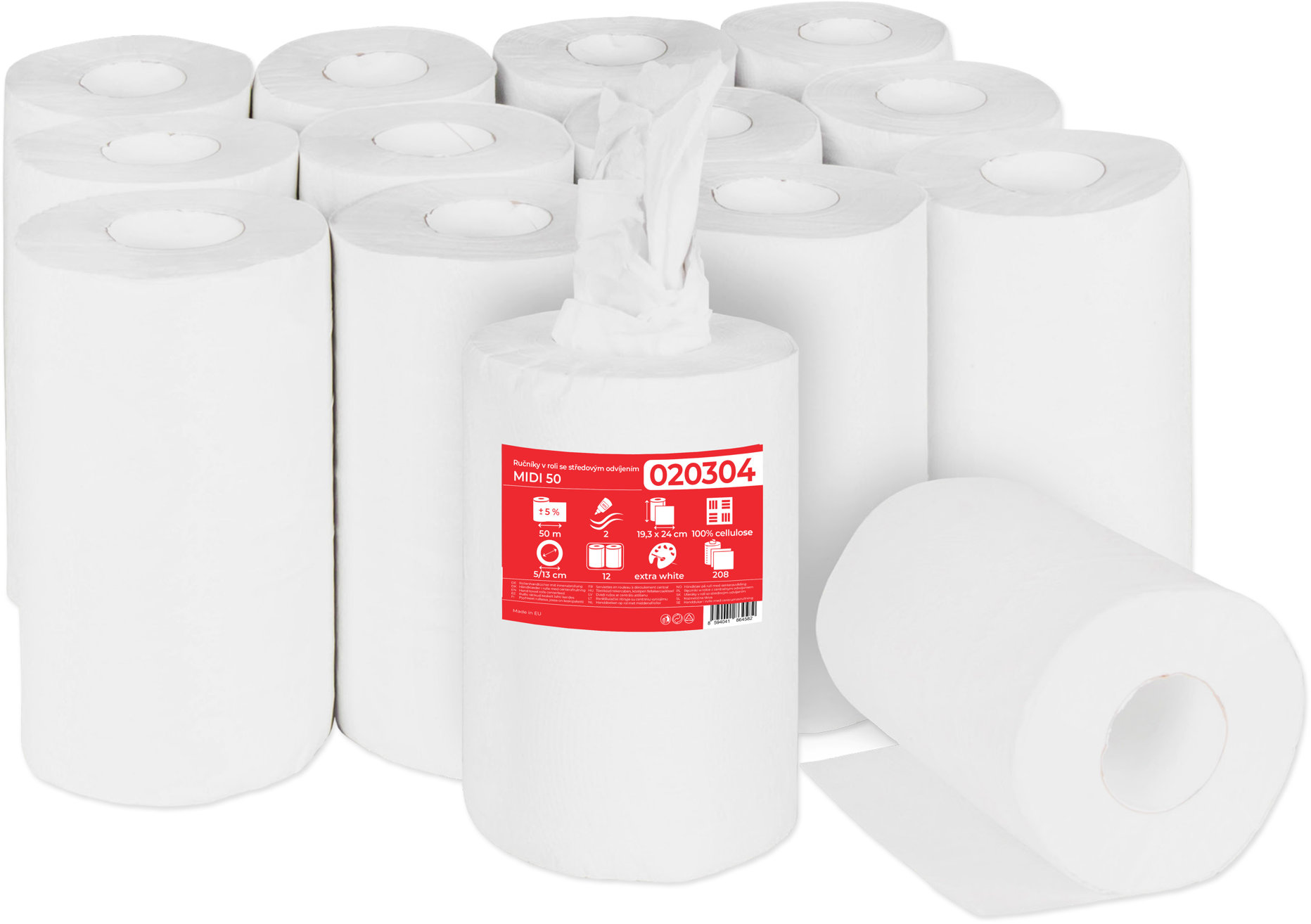 PRIMASOFT utierky v kotúči MIDI 50 m, priemer 13 cm, 12 ks
