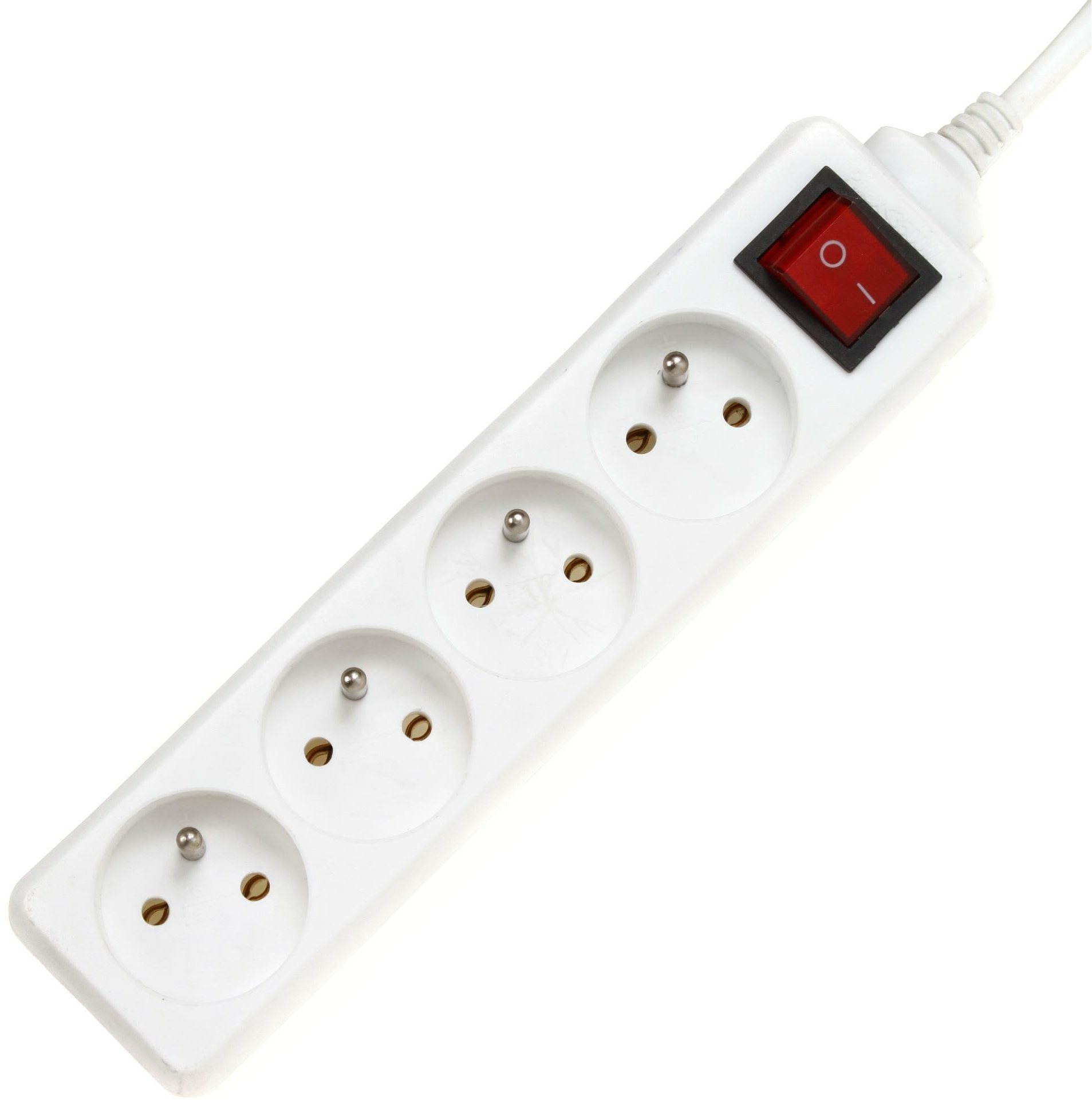 PremiumCord predlžovací prívod 230 V 4 zásuvky + vypínač biely 7 m