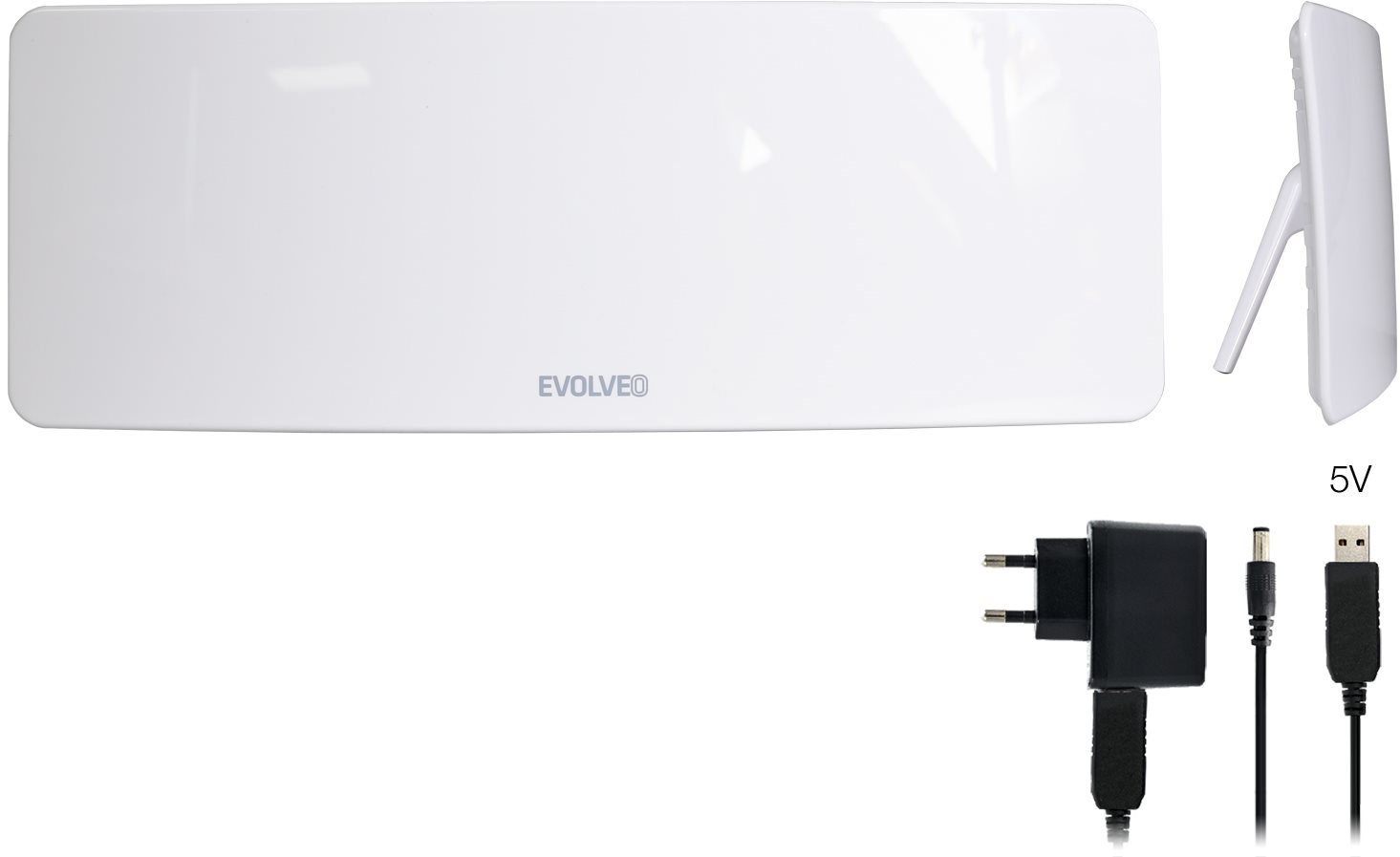 EVOLVEO Xany 1, 230/5 V, aktívna izbová anténa DAB+/DVB-T2, filter LTE, 4G, 5G