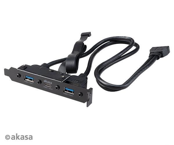 Akasa USB 3.1 Gen2 typ C do PCI s dual USB 3.1 Type-A/AK-CBUB52-50BK