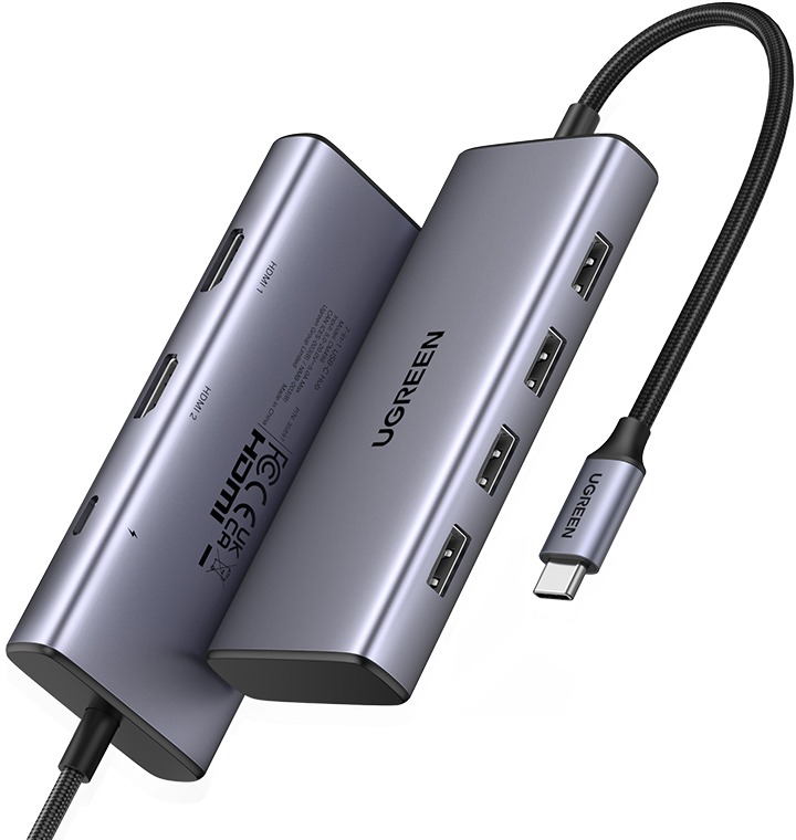 UGREEN 7-in-1 USB-C to 2× HDMI/USB 2.0/3× USB 2.0/PD100W
