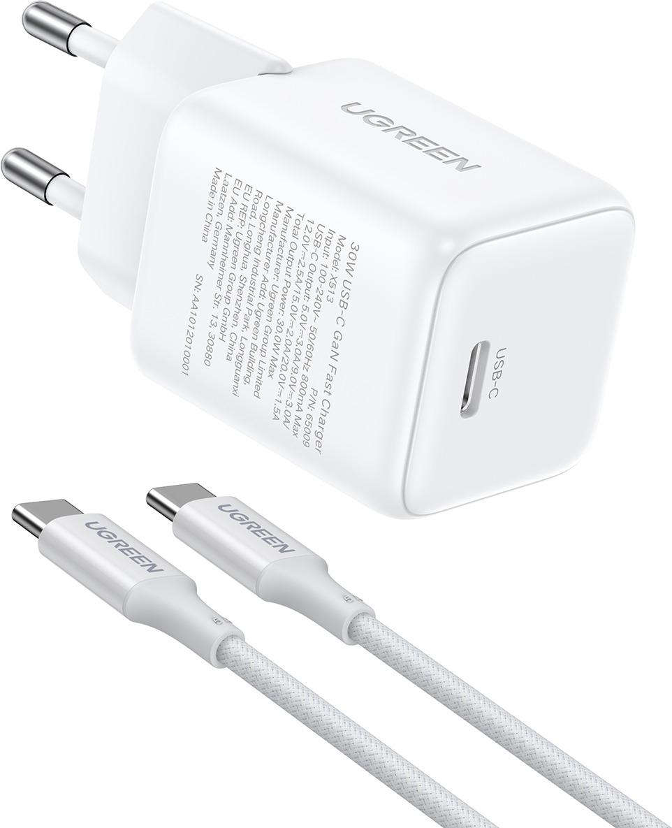 UGREEN Mini 30 W PD GaN Tech Charger +1 m USB-C Cable