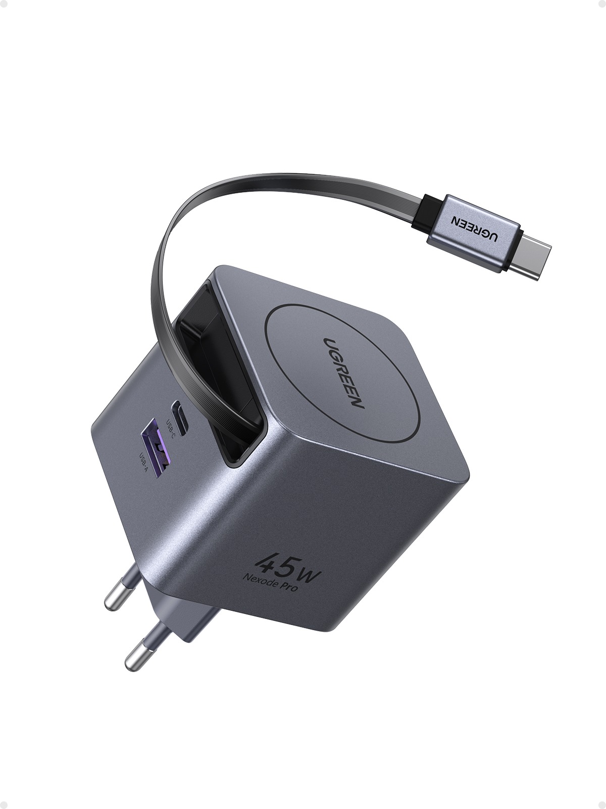 UGREEN 45 W GaN Fast Charger with Retractable Cable