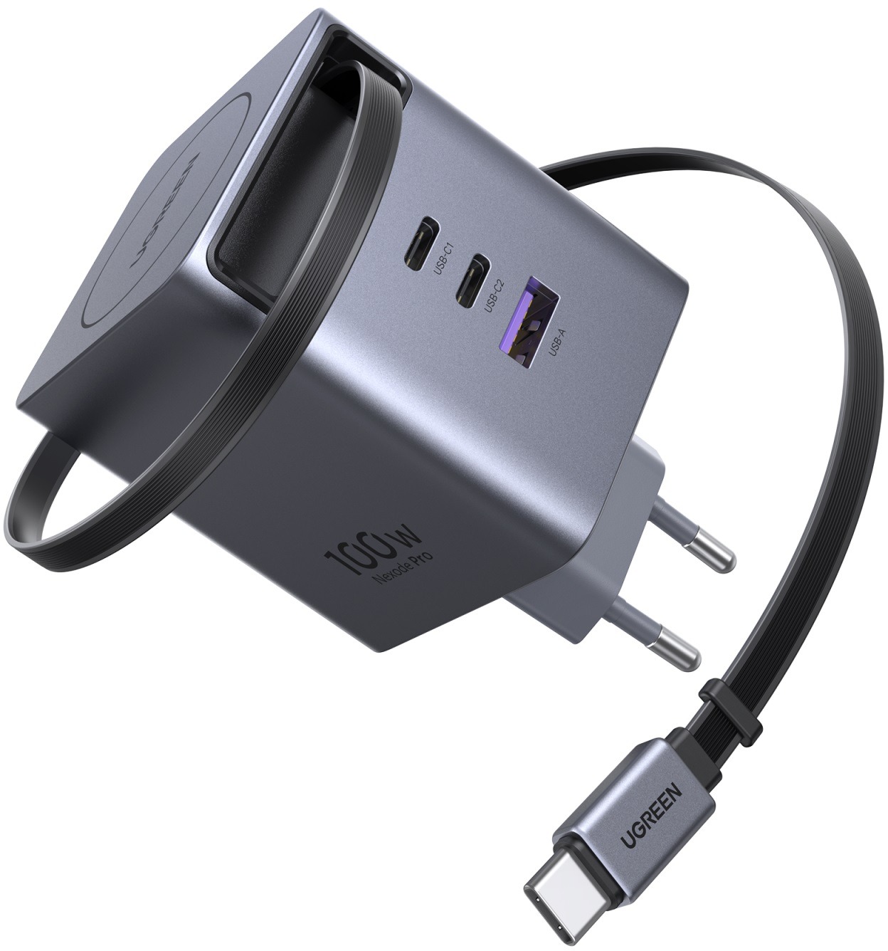 UGREEN 100 W GaN Fast Charger with Retractable Cable