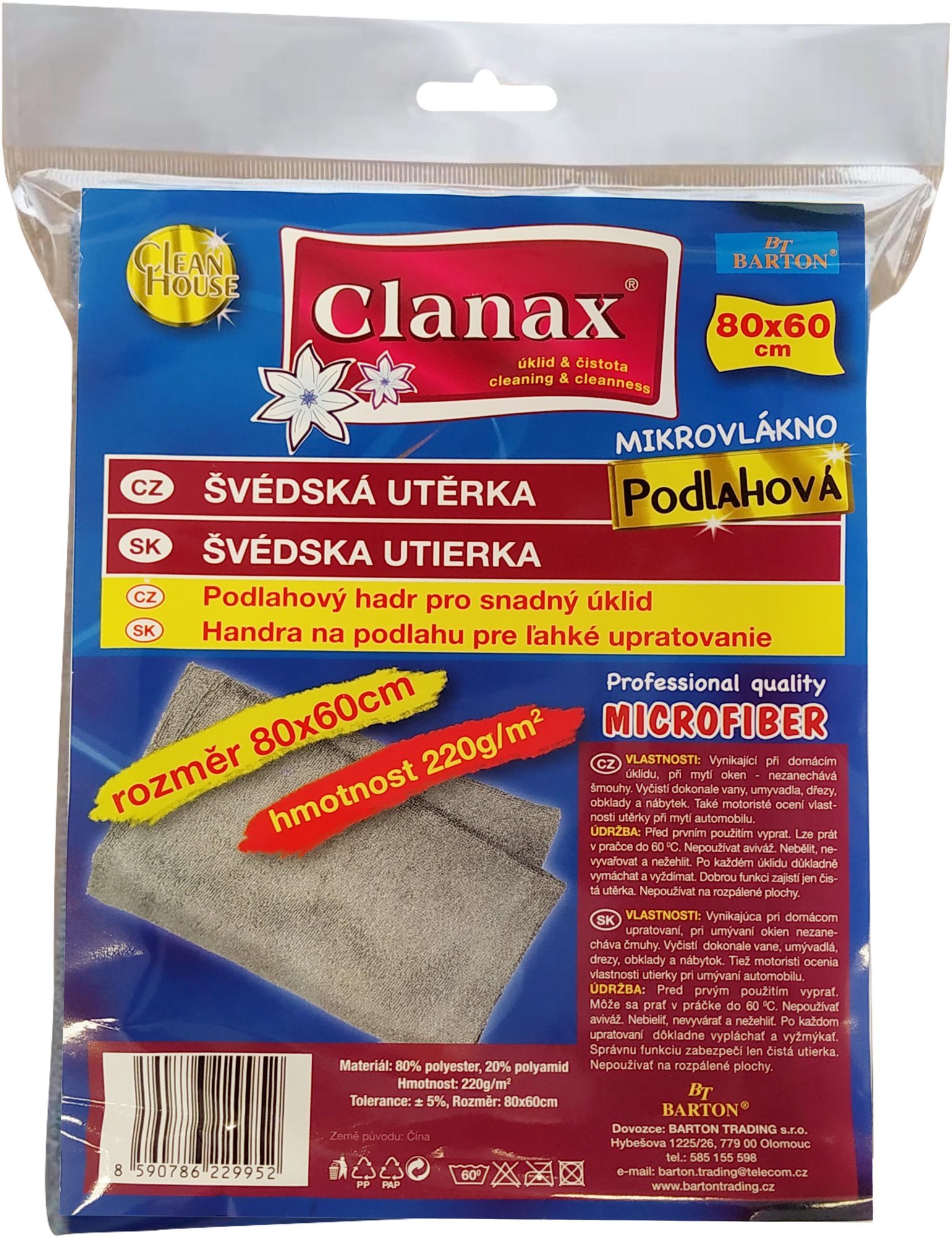 CLANAX švédska utierka na podlahu 220 g, 80 × 60 cm