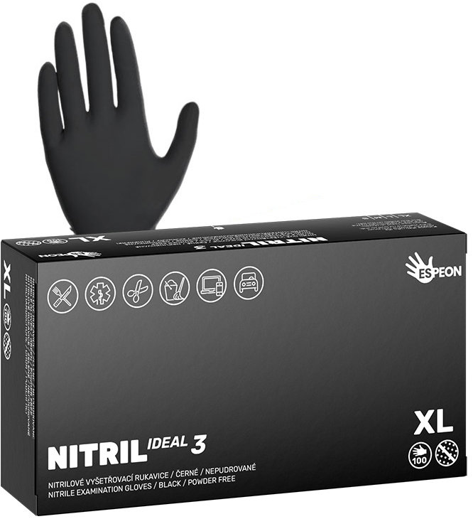 ESPEON Nitril Ideal3 čierne veľ. XL, 100 ks