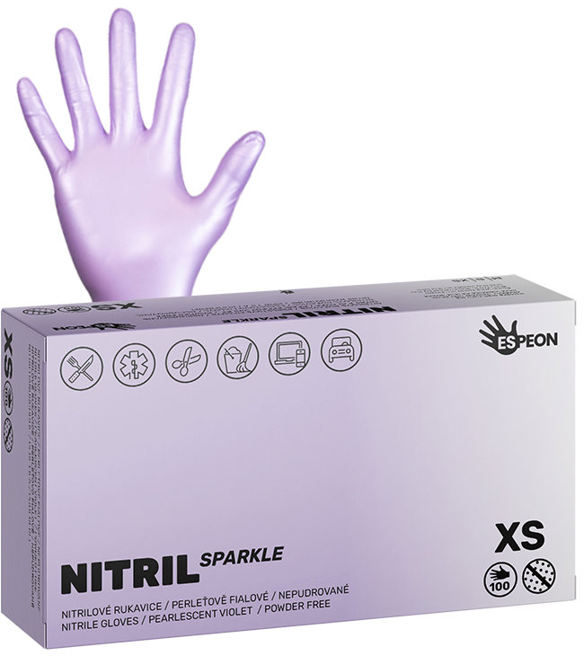 ESPEON Nitril Sparkle perleťovo fialové veľ. XS, 100 ks
