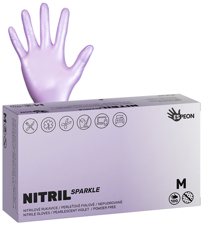 ESPEON Nitril Sparkle perleťovo fialové veľ. M, 100 ks