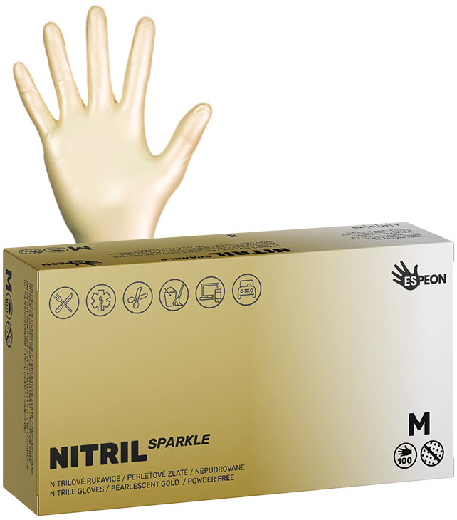 ESPEON Nitril Sparkle perleťovo zlaté veľ. M, 100 ks