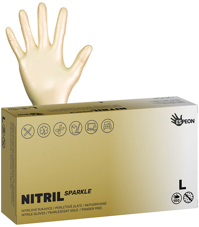 ESPEON Nitril Sparkle perleťovo zlaté veľ. L, 100 ks