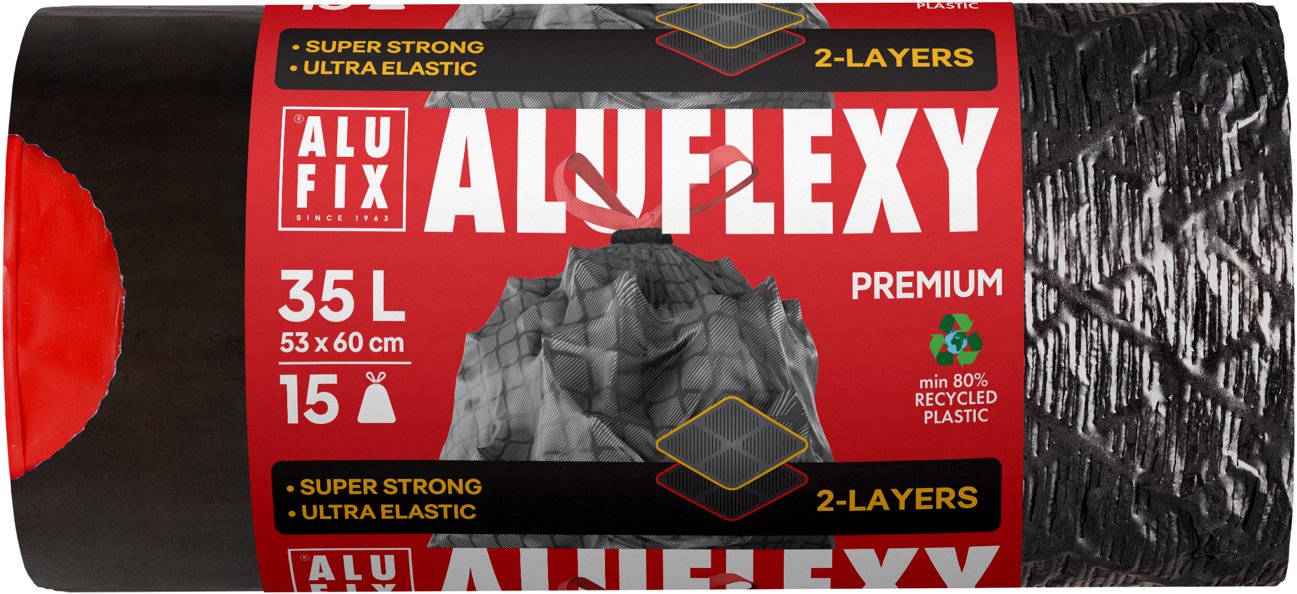 ALUFIX Premium čierne 35 l, 15 ks
