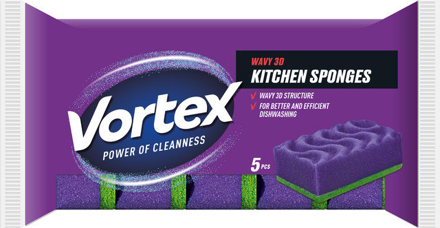 VORTEX Kuchynské hubky 3D Wave 5 ks