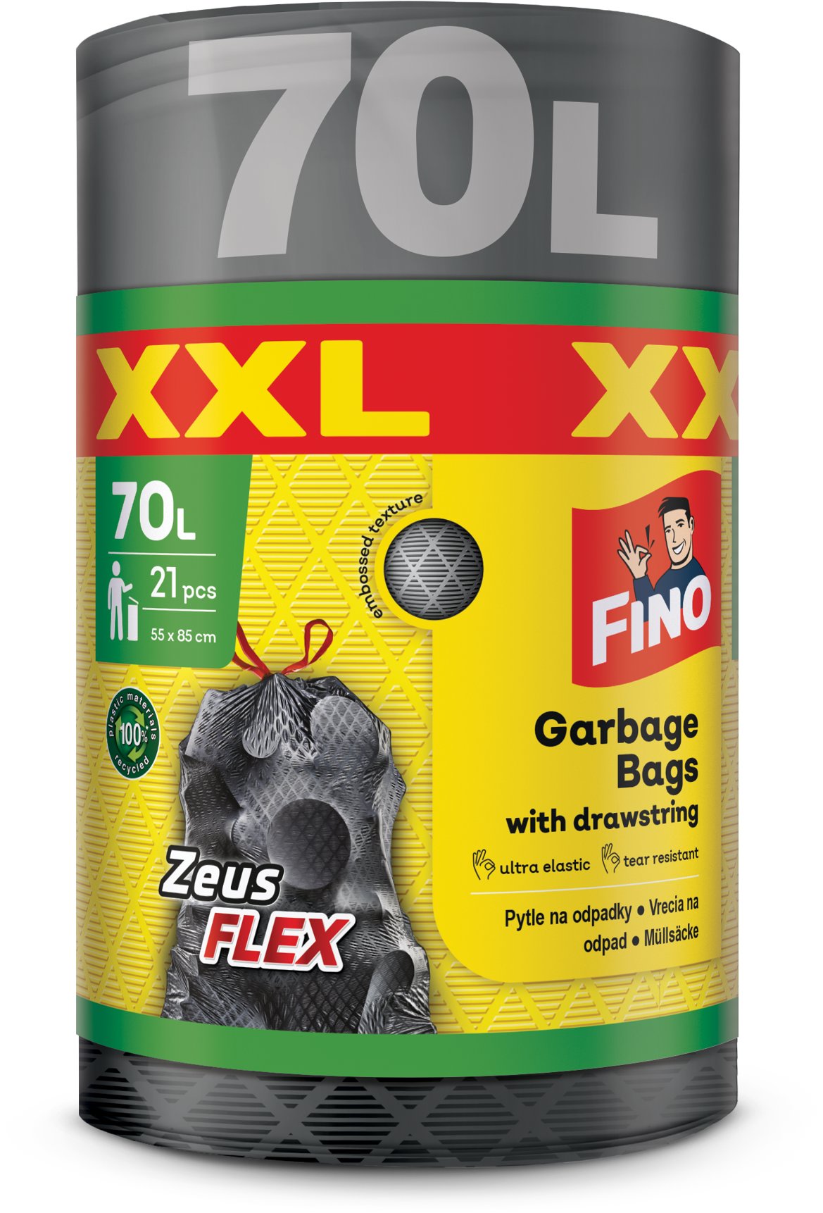 FINO Zeus FLEX zaťahovacie vrecia 35 µm, 70 l, 21 ks