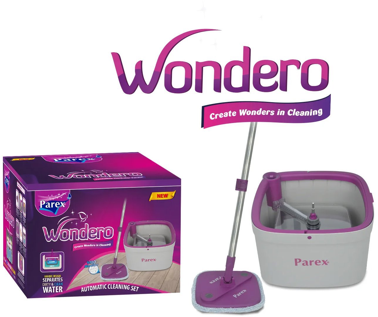PAREX Wondero Automatic úklidová sada s plochým mopem