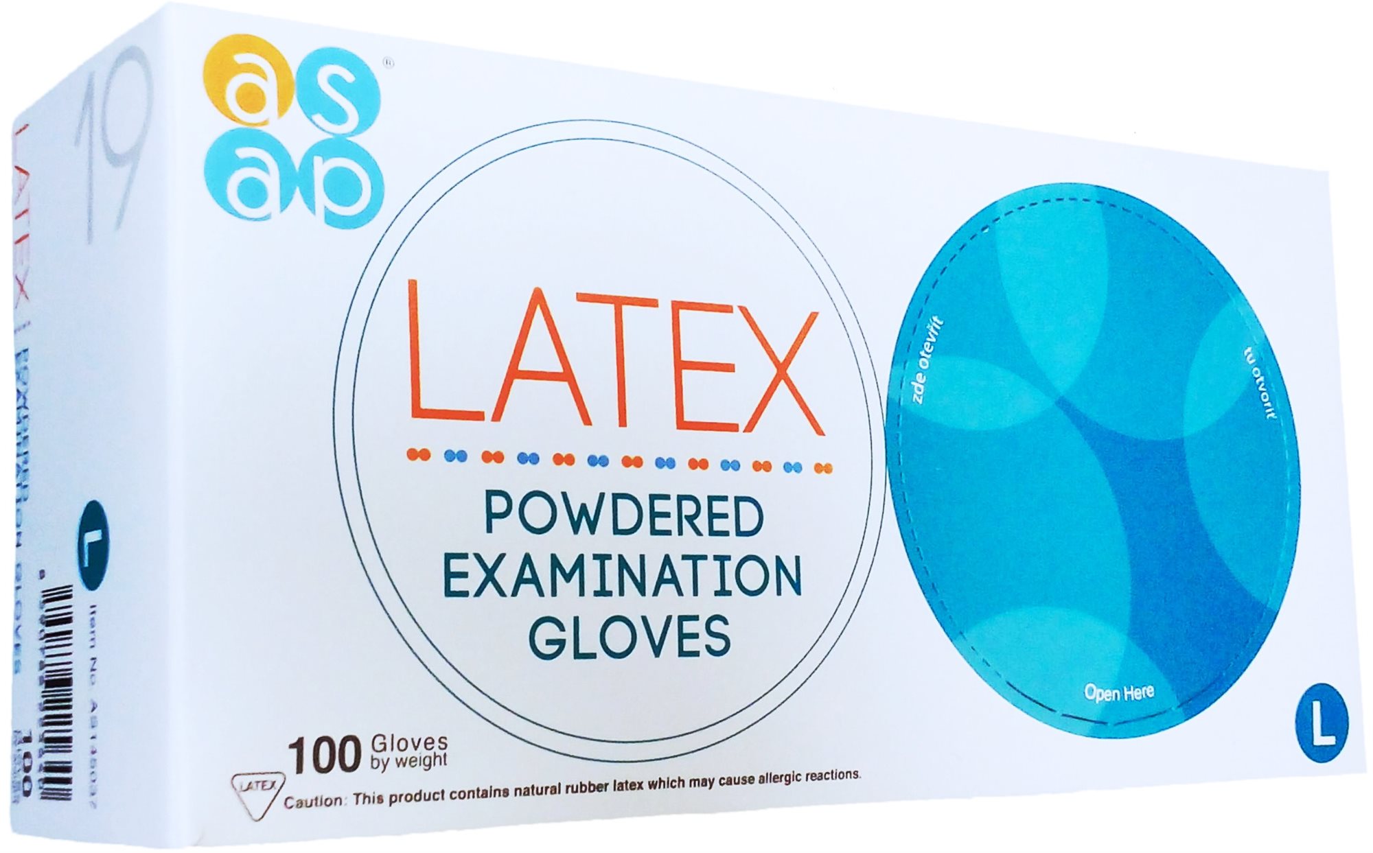 ASAP Latexové rukavice s púdrom 100 ks L