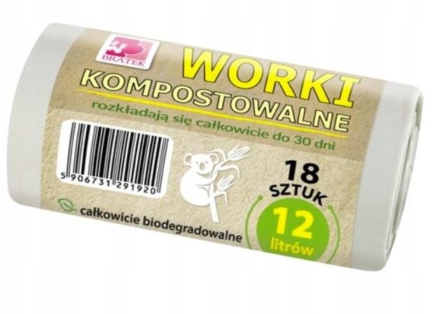 BRATEK pevné ekologické vrecia na odpad 12 l, 18 ks