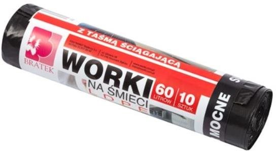 BRATEK vrecia na odpad so sťahovacou šnúrkou 60 l, 10 ks