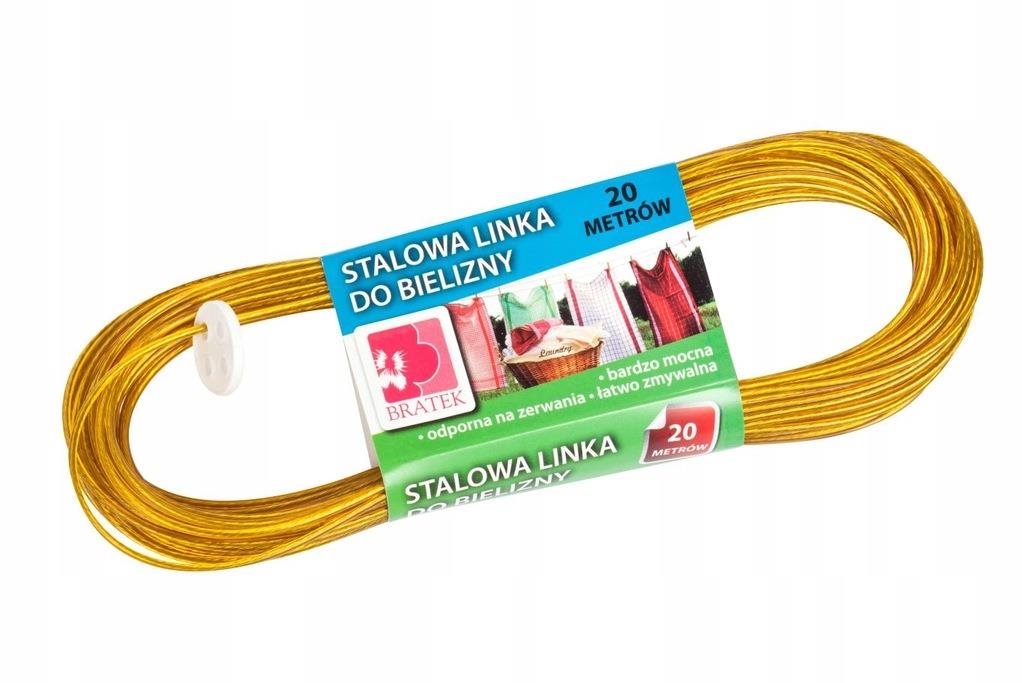 BRATEK šnúra na bielizeň oceľová 20 m, mix farieb