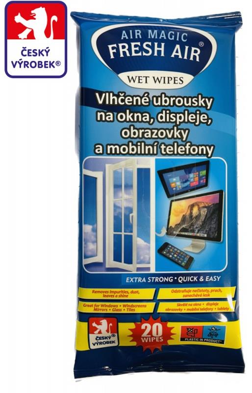 Fresh Air čistiace obrúsky na okná, displeje, obrazovky a mobilné telefóny, 20 ks