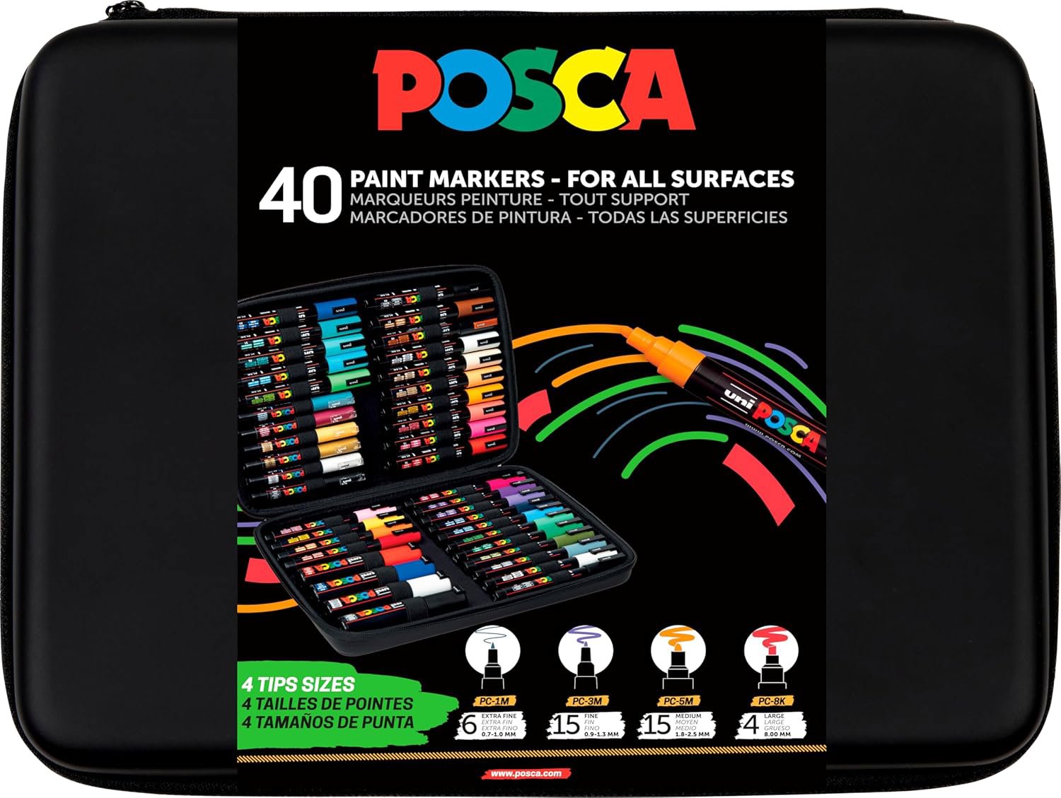 UNI PAINT Posca PC-5M 1,8 – 2,5 mm – sada 40 ks v puzdre