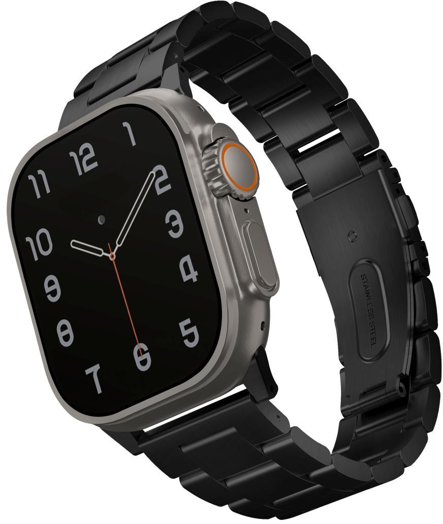 Uniq Osta článkový oceľový pre Apple Watch 49/45/44/42 mm, Midnight (Black)