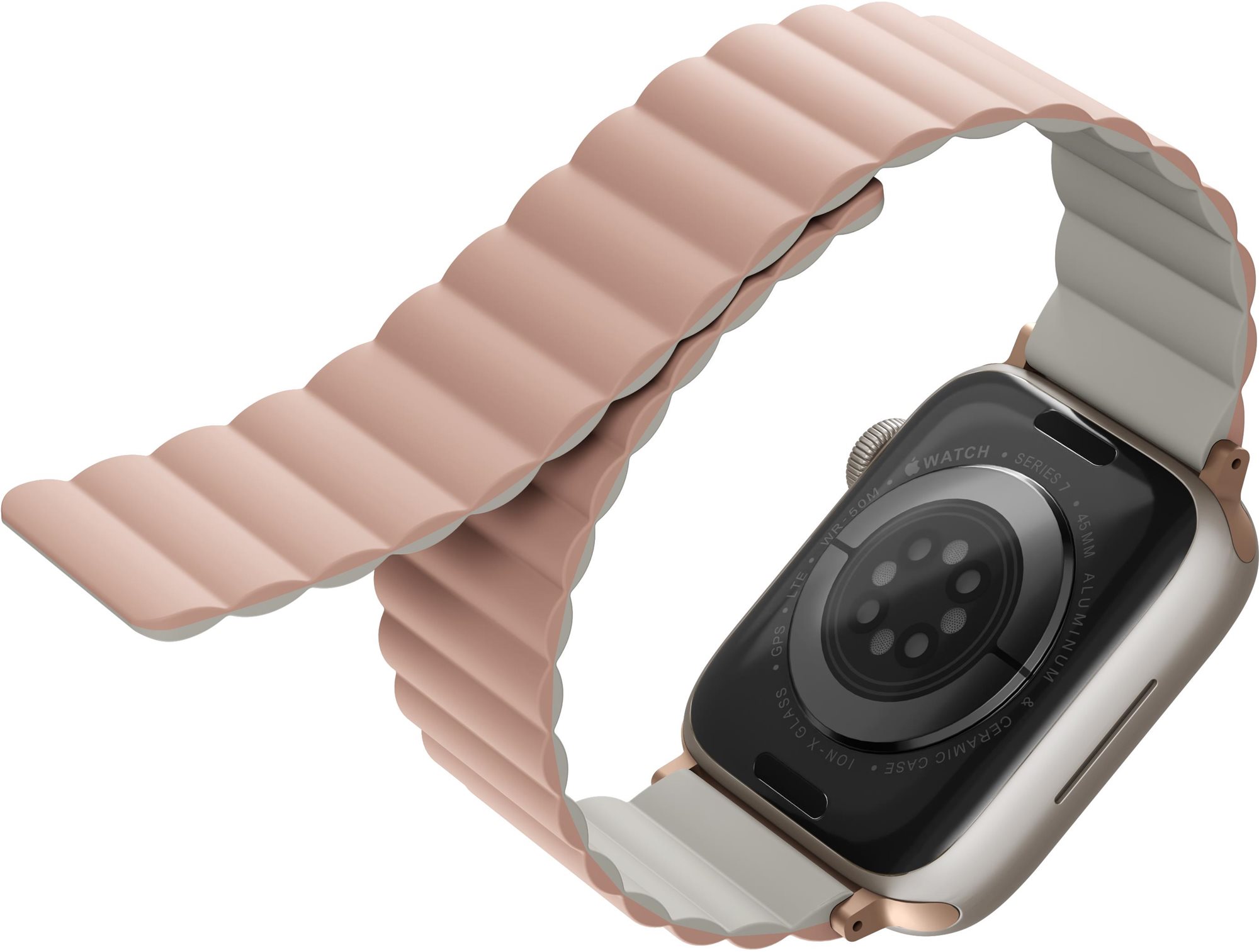 Uniq Revix Reversible Magnetic remienok pre Apple Watch 38/40/41mm ružový/béžový