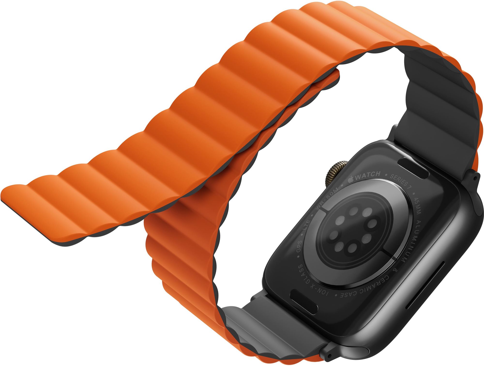 Uniq Revix Reversible Magnetic remienok pre Apple Watch 42/44/45/Ultra 49mm sivý/oranžový