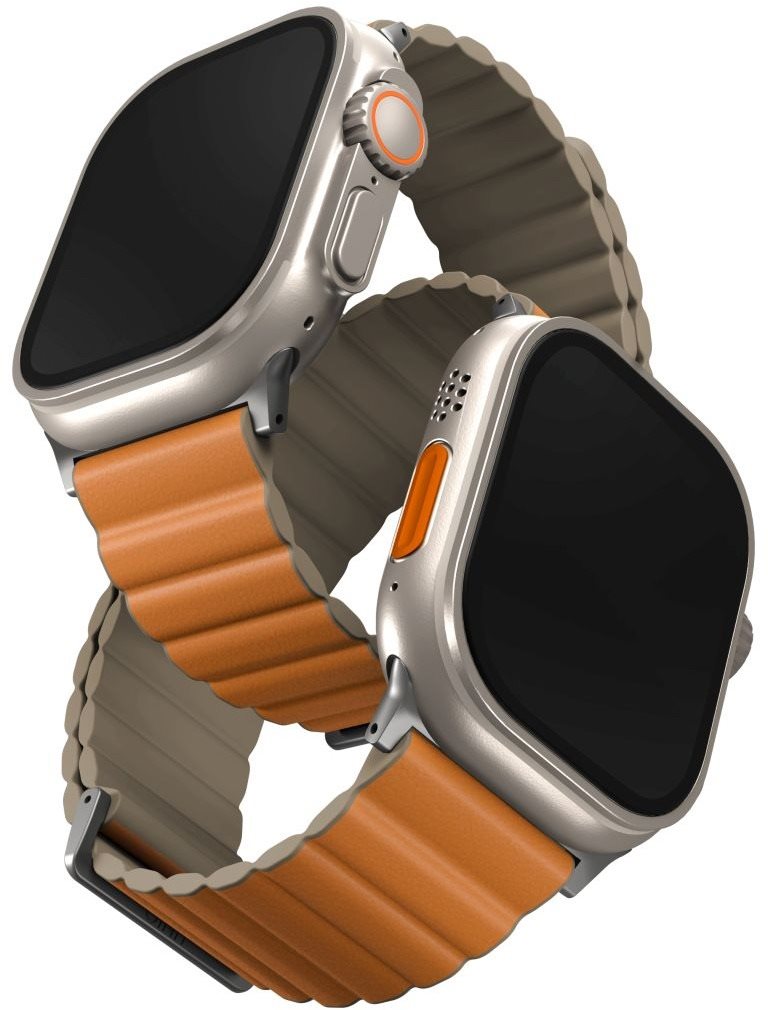 Uniq Revix Premium Edition Reversible Magnetic remienok na Apple Watch 49/45/44/42 mm oranžový/khaki