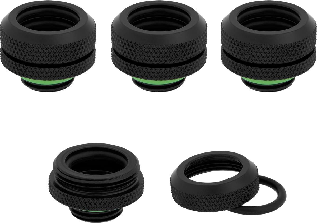 Corsair Hydro X Series XF Hardline 14 mm OD Fitting Four Pack Black