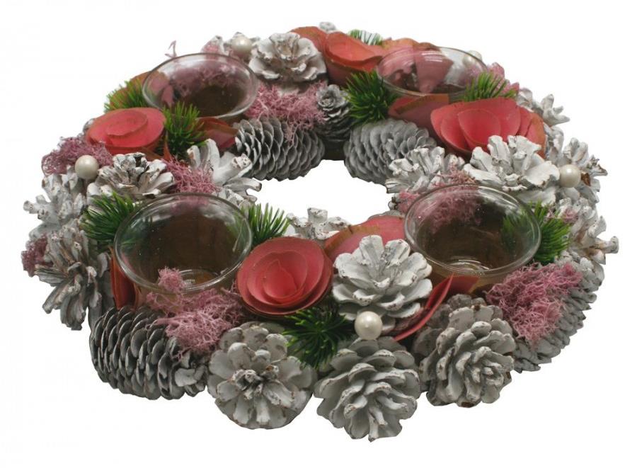 GOBA Vianočný veniec – ružové Vianoce, 32 cm