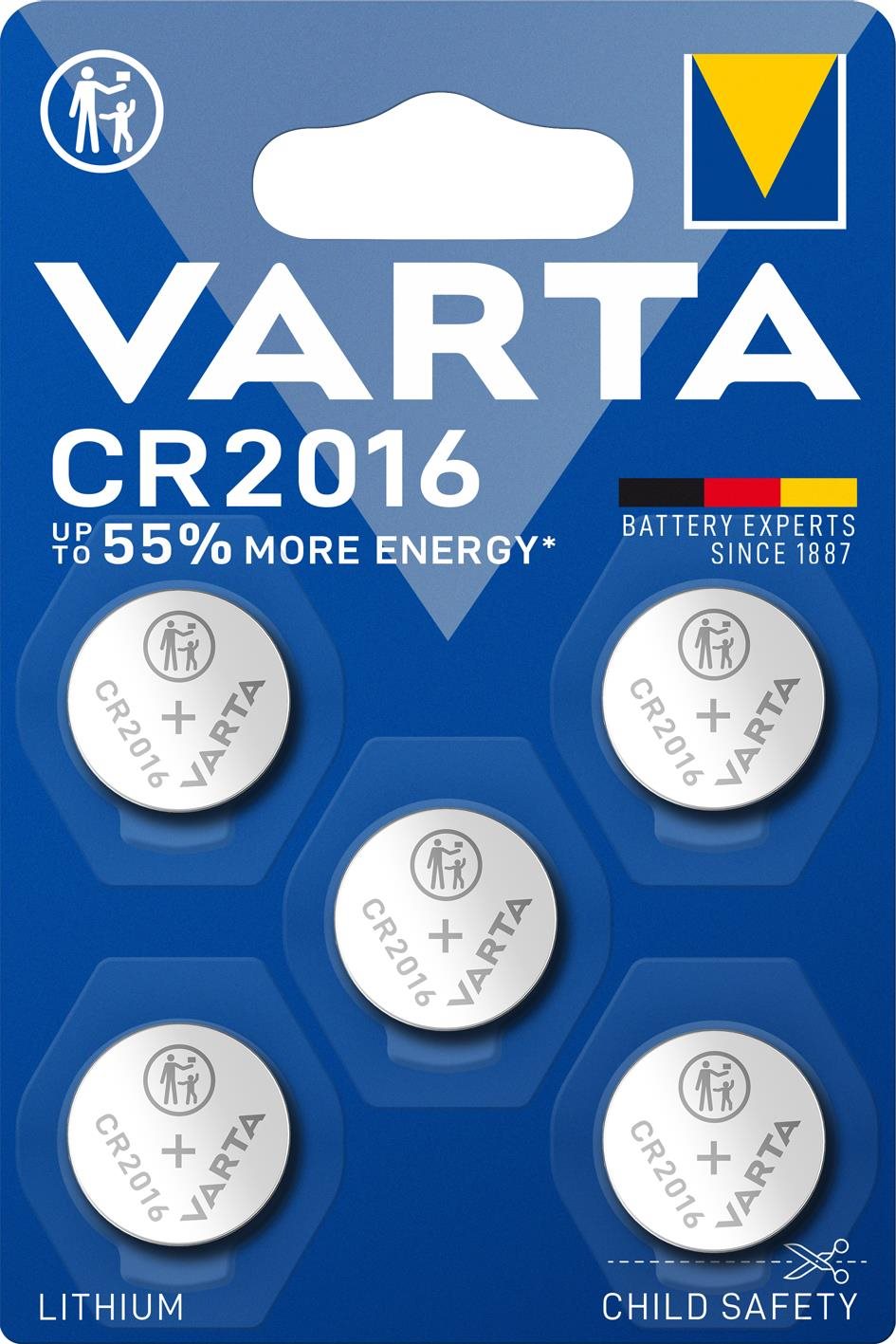 VARTA špeciálna lítiová batéria CR 2016 5 ks