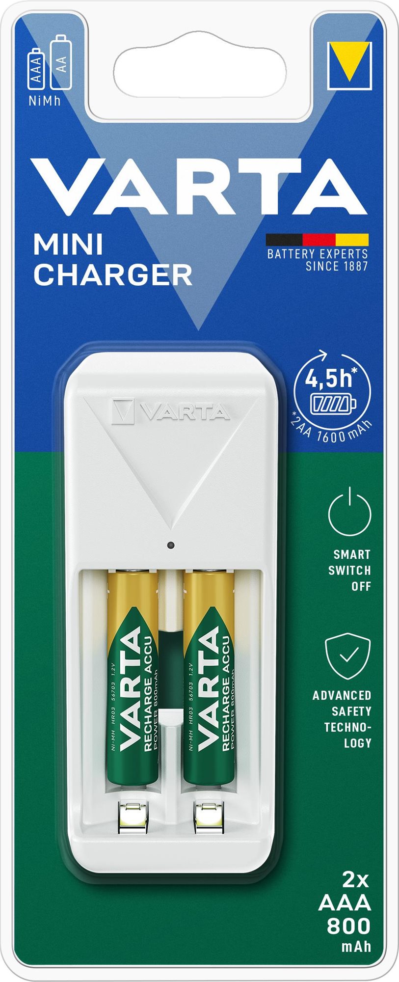 VARTA nabíjačka Mini Charger + 2 AAA 800 mAh