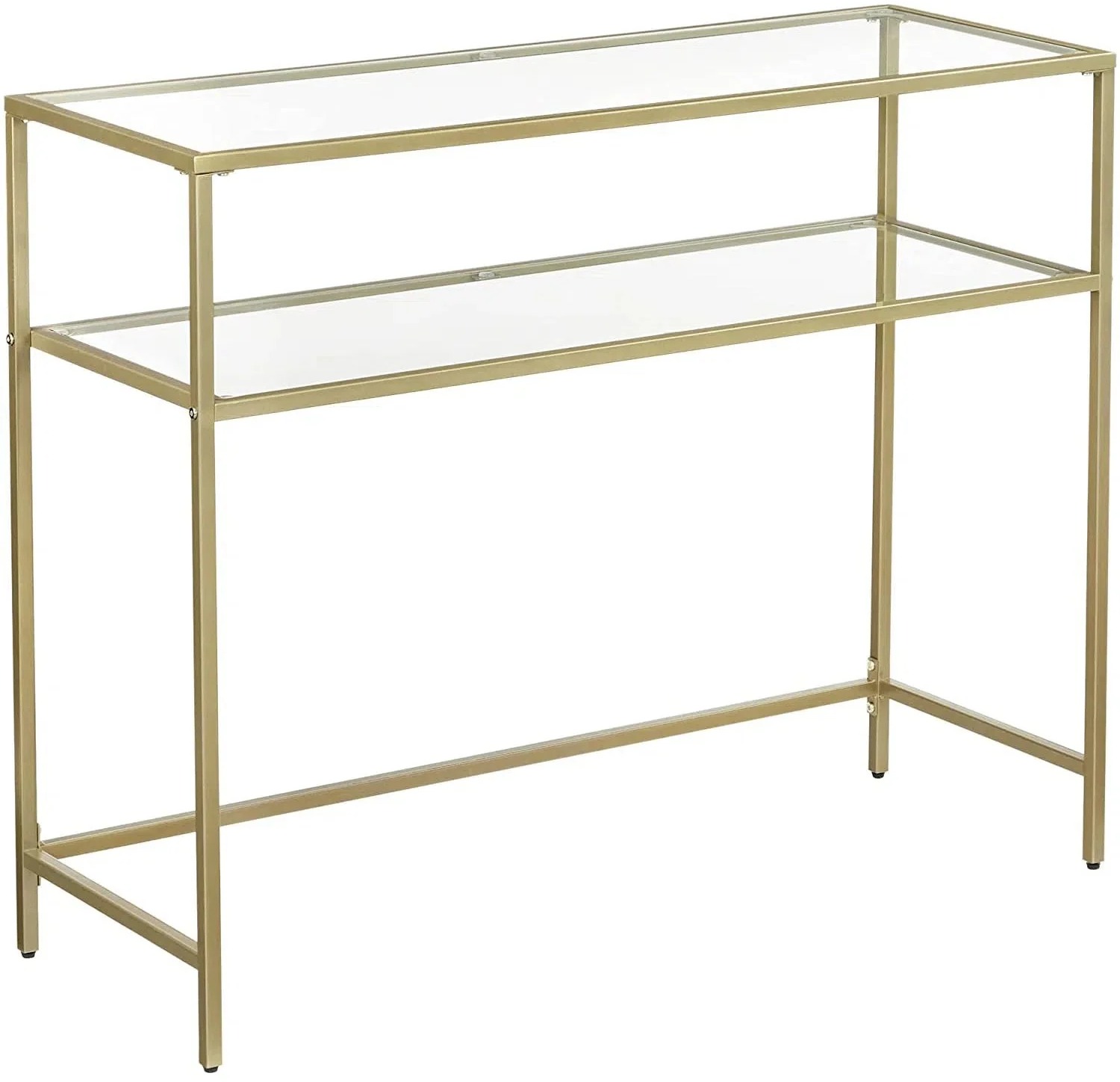 VASAGLE Zlatý, sklenený stolík s elegantným dizajnom, 100 × 35 × 80 cm