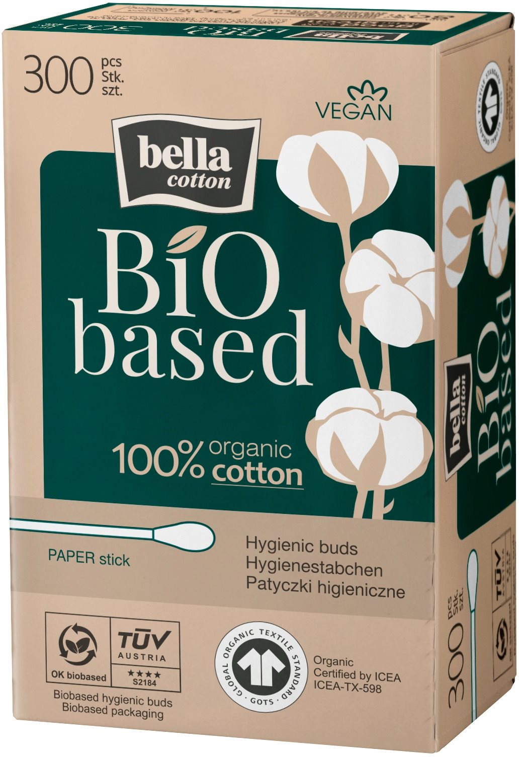 BELLA Cotton Bio Based Hygienické tyčinky papierové 300 ks