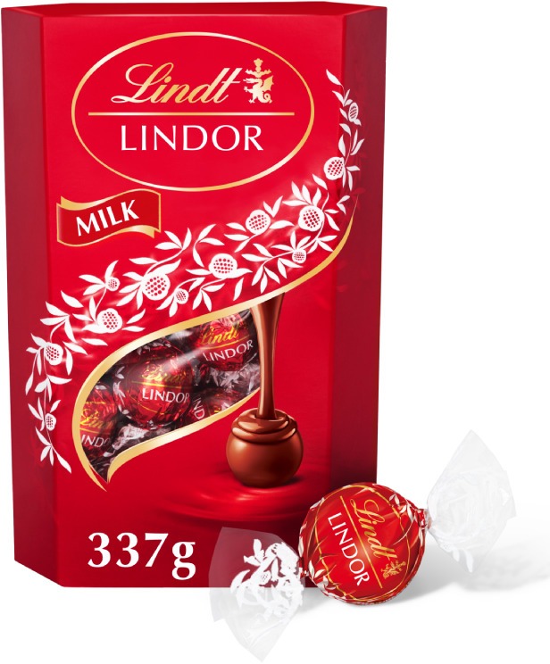 LINDT Lindor, Gule, pralinky Milk, 337 g
