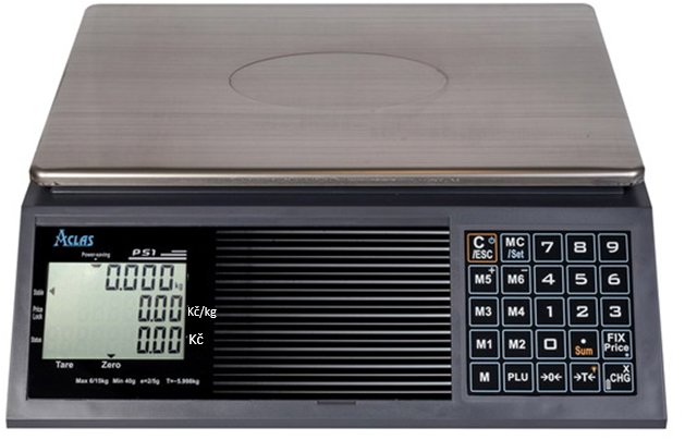Aclas Obchodná váha PS1 do 15 kg, certifikovaná