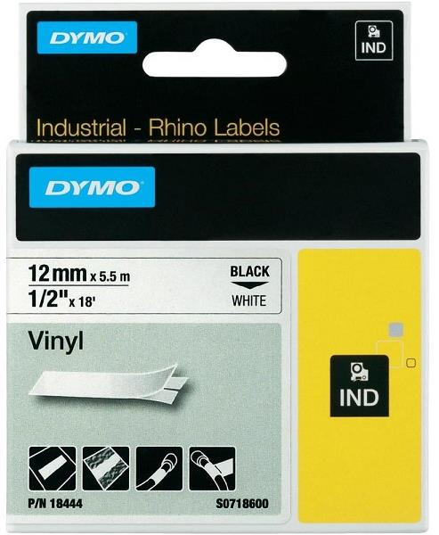 DYMO vinylová páska Rhino D1 12 mm × 5,5 m, čierna na biele